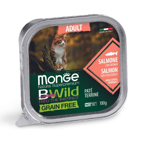 Monge Natural Super Premium Bwild Grain Free Cat 100 gr - Salmone Confezione da 6 pezzi