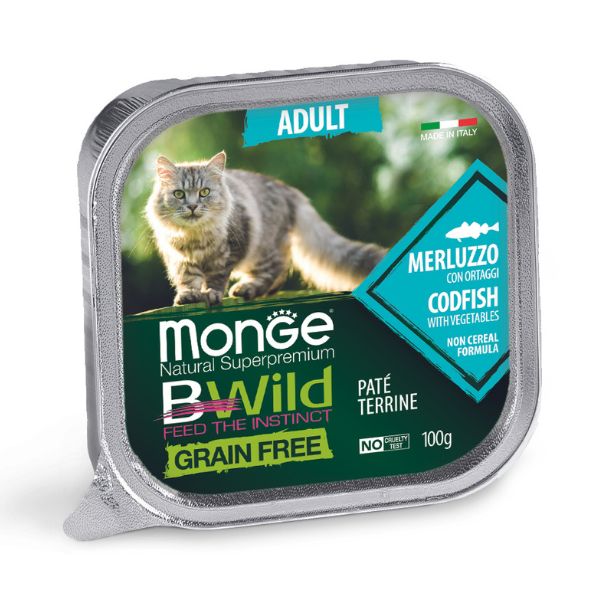 Monge Natural Super Premium Bwild Grain Free Cat 100 gr - Merluzzo Confezione da 6 pezzi