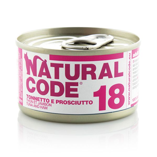 Natural Code acqua di cottura 85 gr - 18 - Tonnetto e Prosciutto Confezione da 24 pezzi