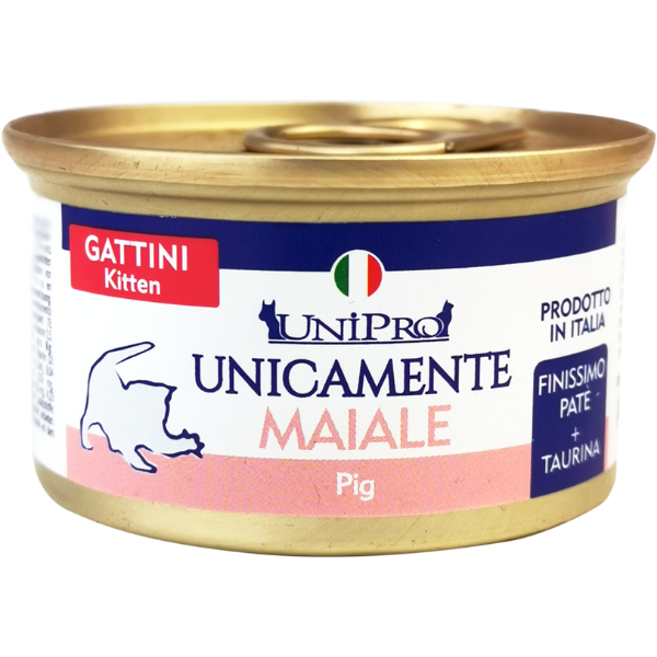 Unipro Unicamente Cat Kitten 85 gr - Maiale Confezione da 24 pezzi