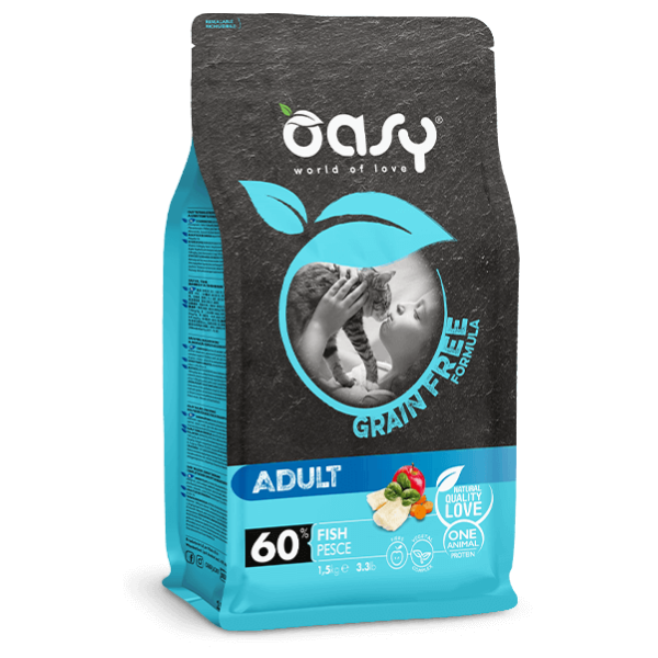 Image of Oasy Grain Free Cat Adult Pesce - 7,5 Kg - Cibo monoproteico gatto - SPEDIZIONE GRATIS 1° ORDINE + scegli lo sconto BZR5 / BZR20010