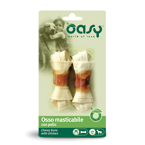 Oasy Osso masticabile per cani adulti con Pollo - Taglia cane M - formato 56 gr