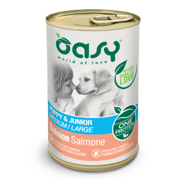 Oasy Monoproteico Puppy & Junior Medium/Large 400 gr - Salmone Confezione da 12 pezzi