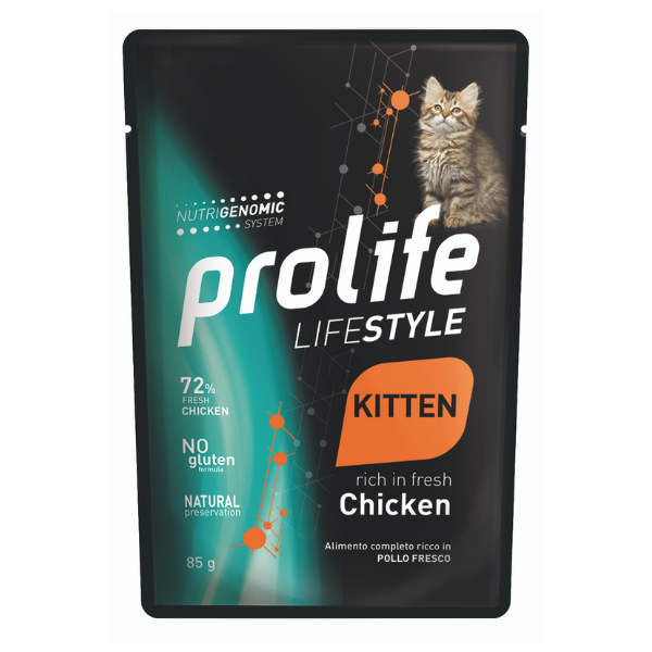 Prolife Lifestyle Cat Kitten 85 gr - Pollo Confezione da 12 pezzi