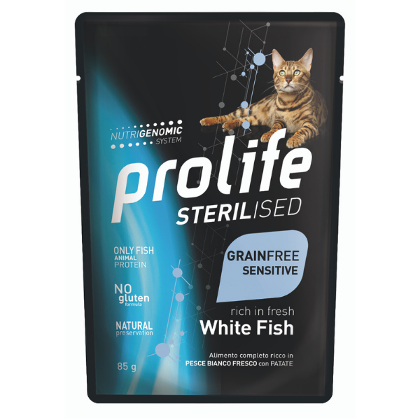 Prolife Cat Sterilised Bustine 85 gr - Pesce bianco e Patate Confezione da 12 pezzi