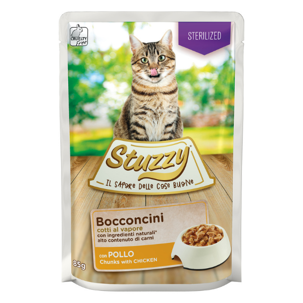 Stuzzy Cat Bocconcini Sterilized cotti al vapore 85 gr - Tacchino Confezione da 24 pezzi